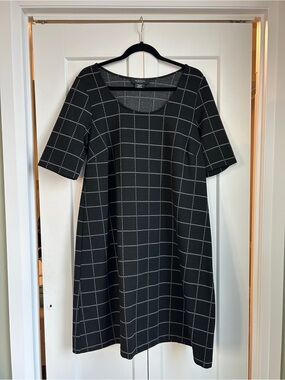 Michel Studio Black Windowpane Midi Dress
